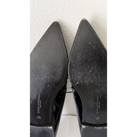 Dolce & Gabbana Black Crystal Oxford Shoes Authenticated Patent Leather Italy Sz